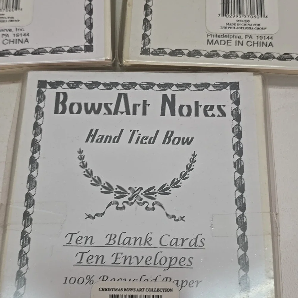 BowsArt 10 Blank Cards w/Envelopes &‎ Hand Tied Bows Lot Of 5 Packs